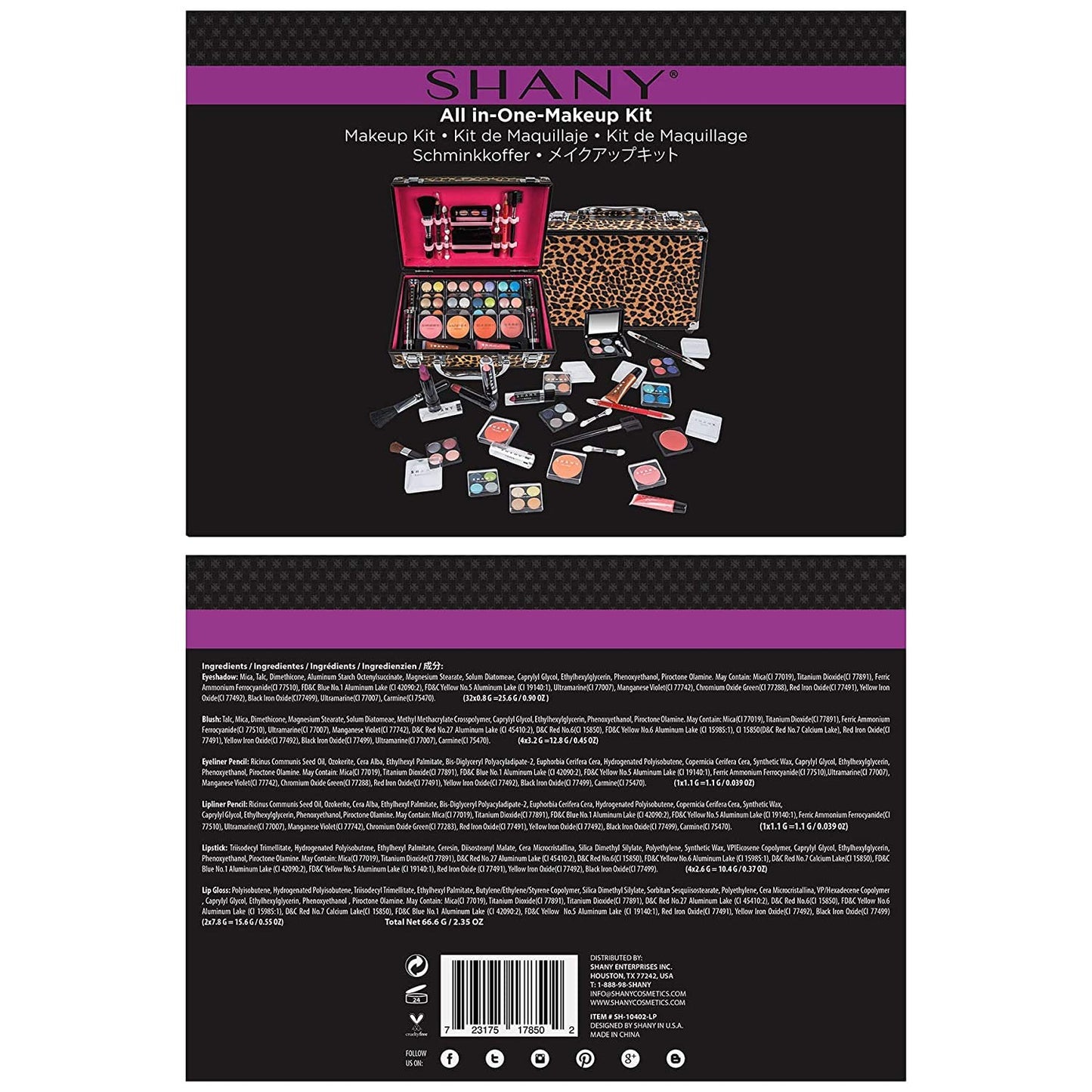 Carry All Make up Train Case with Pro Makeup Set, Beauty Brushes, Lipsticks, Eye Shadows, Blushes, Powders, and More - Reusable Cosmetics Storage Organizer - Premium Gift Packaging - Leopard