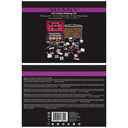 Carry All Make up Train Case with Pro Makeup Set, Beauty Brushes, Lipsticks, Eye Shadows, Blushes, Powders, and More - Reusable Cosmetics Storage Organizer - Premium Gift Packaging - Leopard