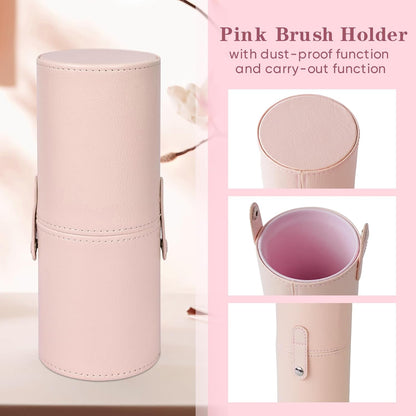 10X Lighted Magnifying Mirror Rose Gold, 12 Pcs Makeup Brushes with Holder