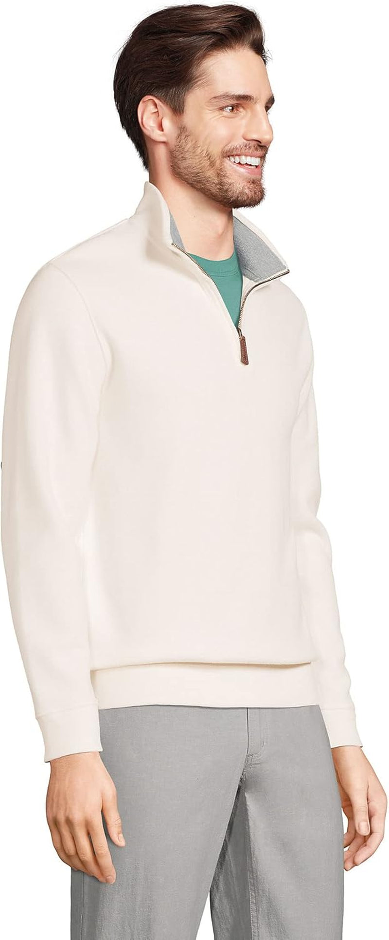 Mens Bedford Rib Quarter Zip Sweater Ivory Regular Large