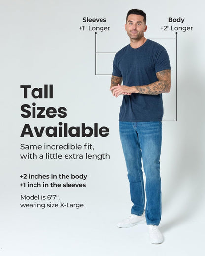 Men'S T-Shirts Soft Cotton Blend Crew Neck Tee S - 4XL Athletic Fit Plain & Logo Basic T-Shirt for Men