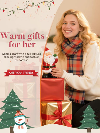 Women'S Cozy Warm Winter Fall Blanket Scarf Stylish Soft Chunky Checked Giant Scarves Shawls