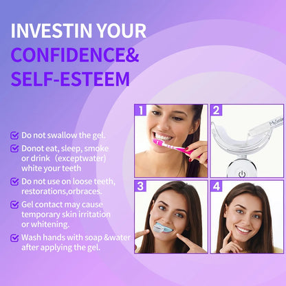 Ultimate Teeth Whitening Kit with 28 LED Light, 4X 3ML 35%CP Teeth Whitening Gel, 1X 4ML Teeth Whitening Pen, 10 Min, Remove 10 Years of Stains