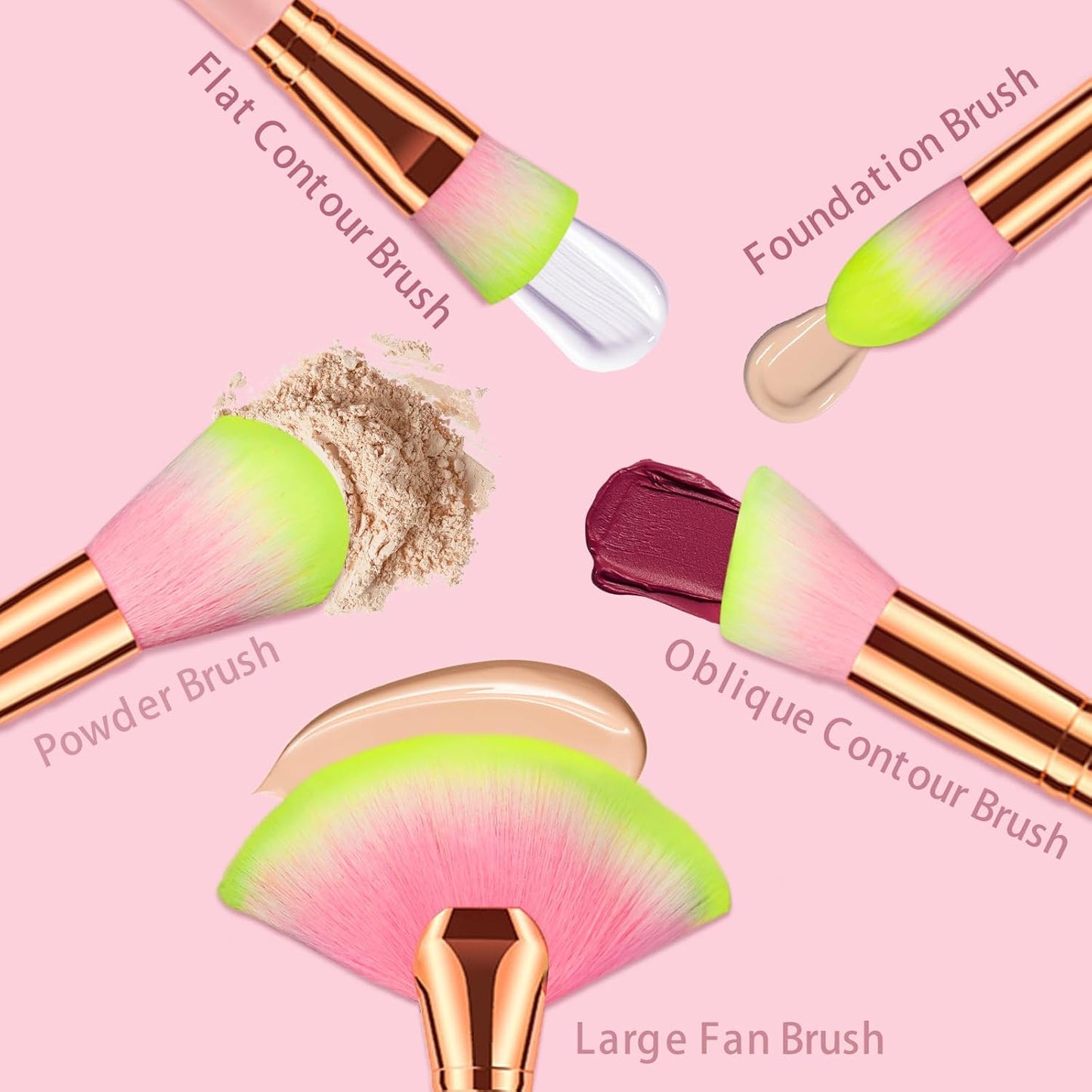 10X Lighted Magnifying Mirror Rose Gold, 12 Pcs Makeup Brushes with Holder