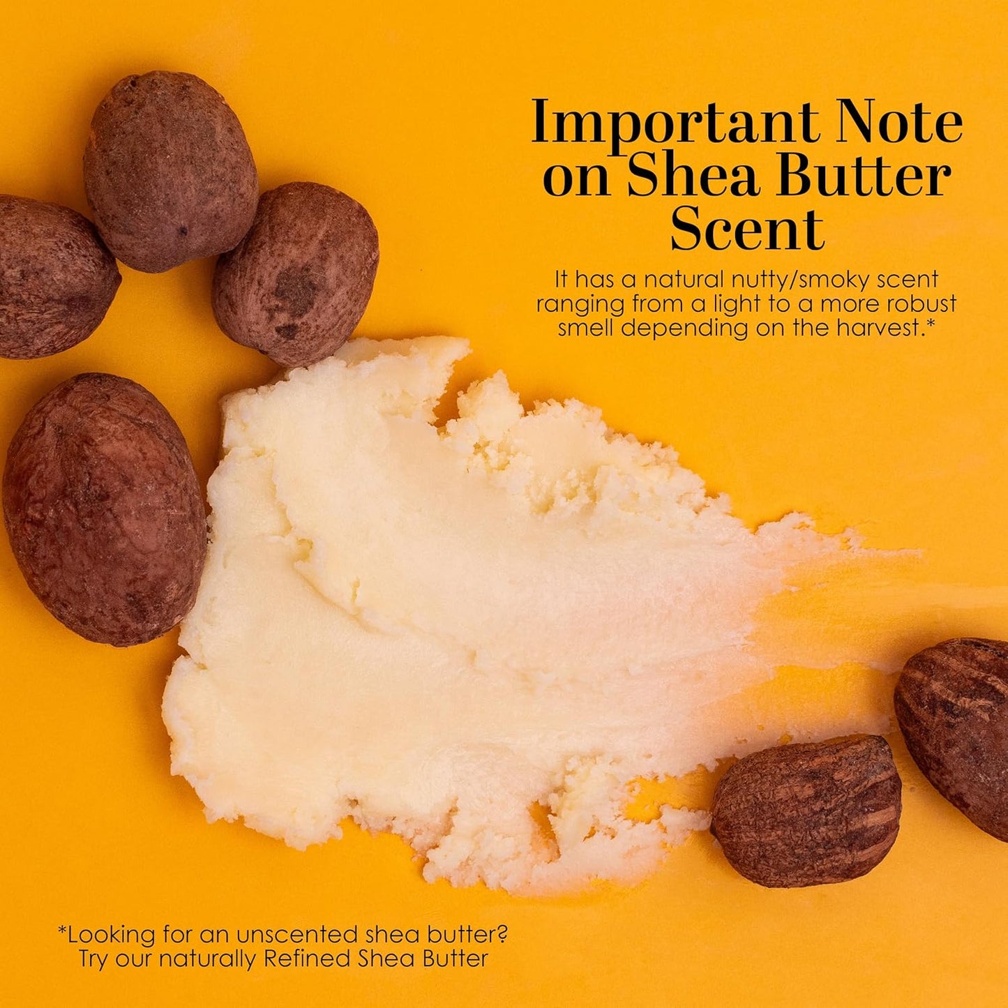 Raw Shea Butter - 100% Pure African Shea Butter for Hair and Body | with Natural Smoky Scent | Unrefined Moisturizer for Dry Skin, DIY Lip Balm, Body Butter and Soap 1Lb Bar