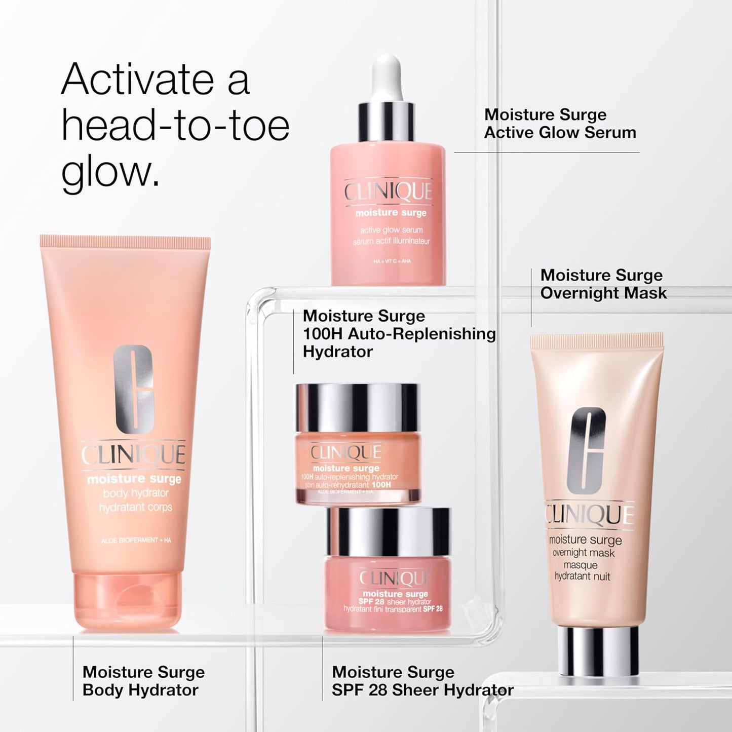 Clinique Moisture Surge 100H Auto-Replenishing Hydrator Oil Free Face Moisturizer | with Hyaluronic Acid, Aloe Bioferment and Vitamins C + E | for All Skin Types | Hydrating + Moisturizing