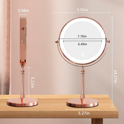 10X Lighted Magnifying Mirror Rose Gold, 12 Pcs Makeup Brushes with Holder