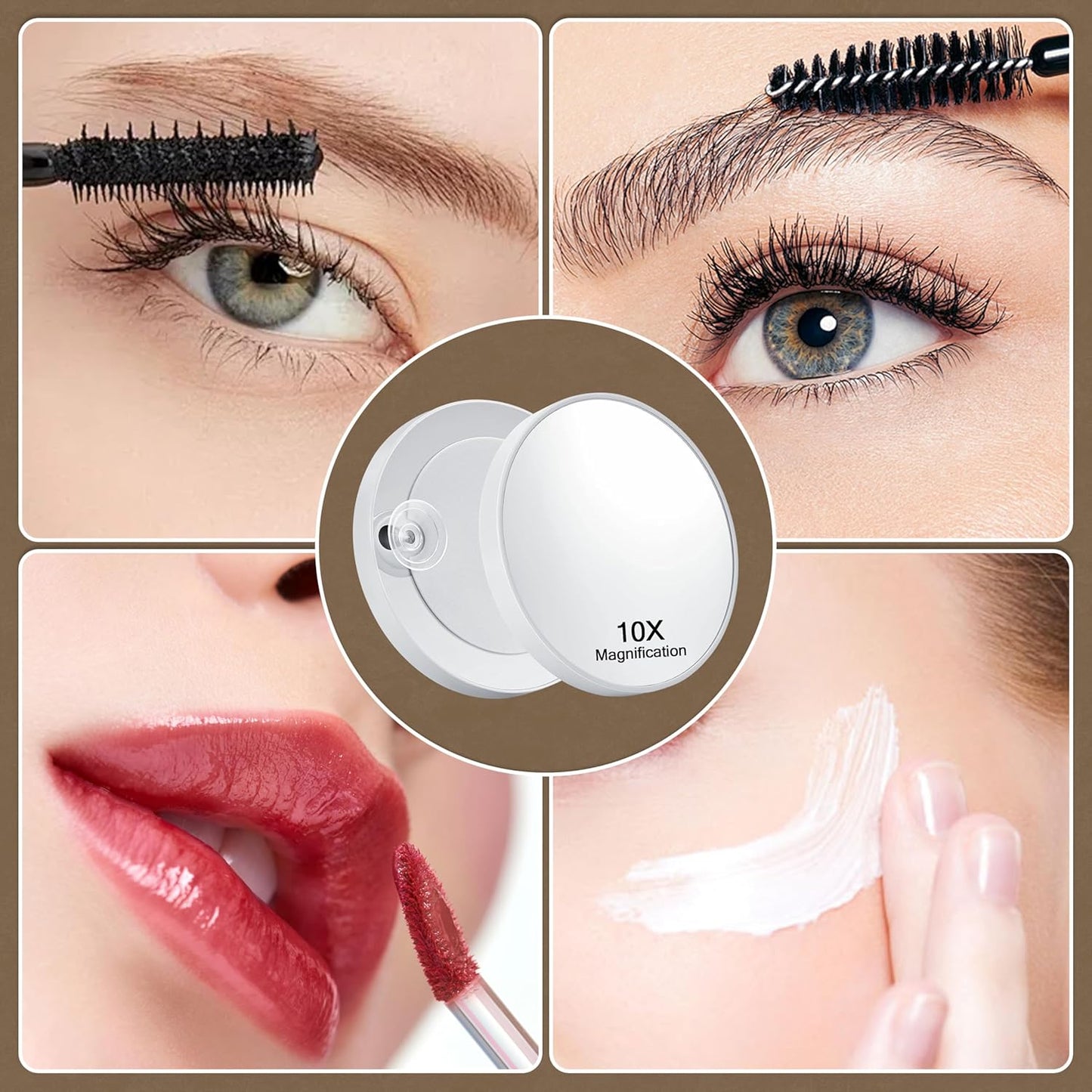 Vanity Mirror with Lights,Makeup Mirror with 17 Dimmable LED Bulbs, 3 Color Lighting Modes Detachable 10X Magnification Mirror Touch Control, 23.6X19,7 Inch, White