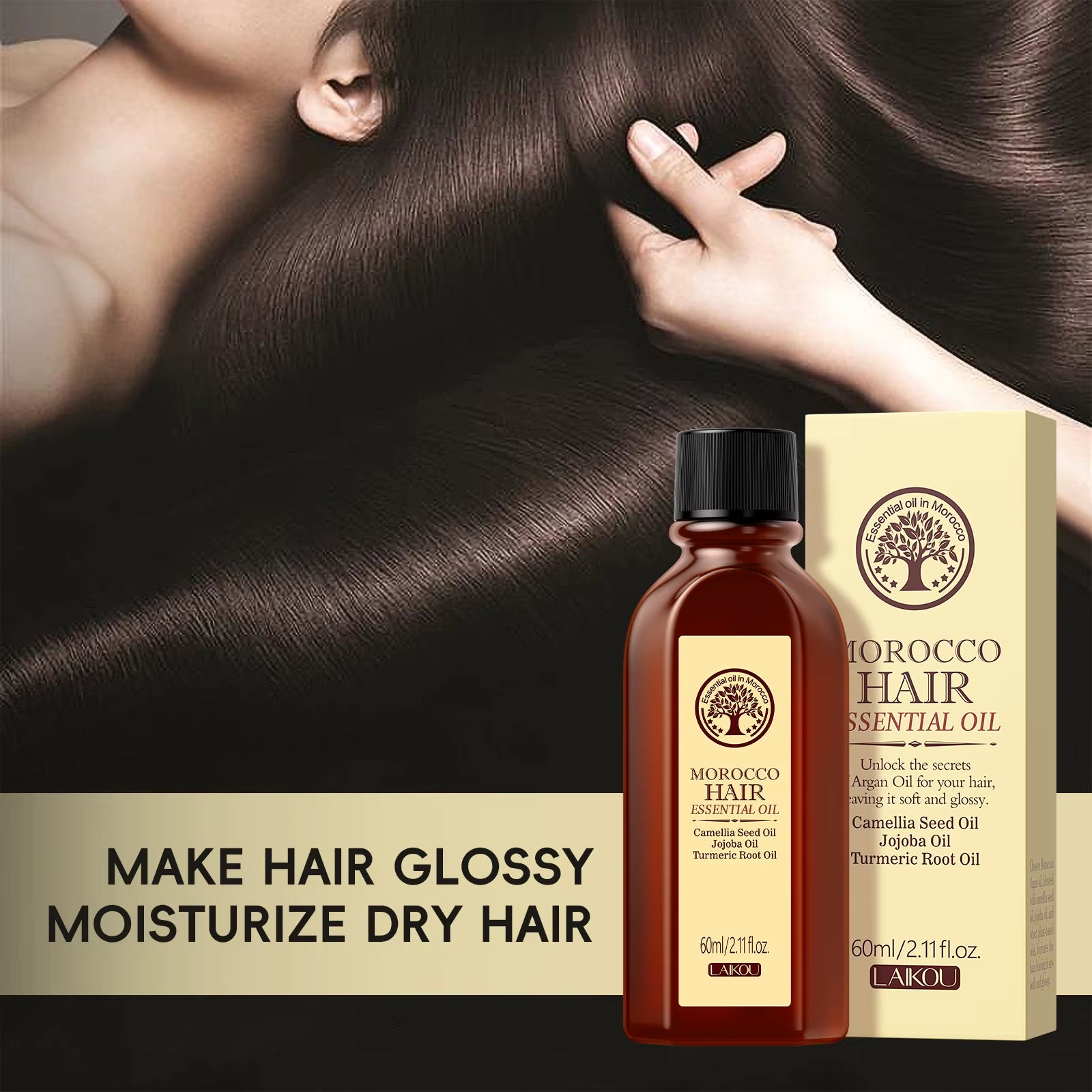 Morocco Hair Essential Argan Essence Oil Moisturizer Brightening Smooth Nourishing Repair Dry Damaged Hair 60Ml