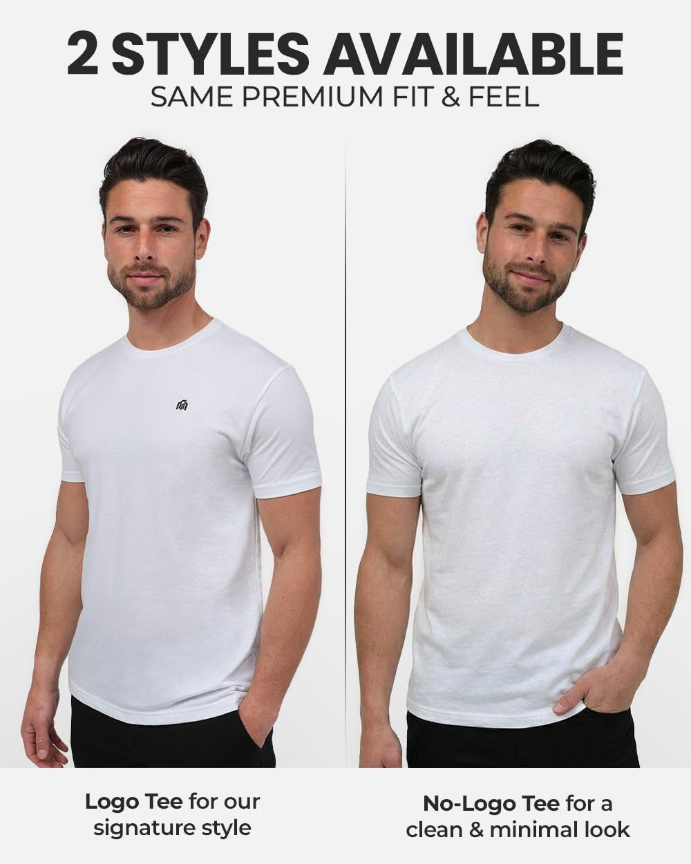 Men'S T-Shirts Soft Cotton Blend Crew Neck Tee S - 4XL Athletic Fit Plain & Logo Basic T-Shirt for Men