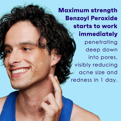 Persa-Gel 10 Oil-Free Acne Spot Treatment with Maximum Strength 10% Benzoyl Peroxide, Topical Pimple Cream Visibly Reduces Acne in One Day, Fragrance-Free, 1 Fl. Oz