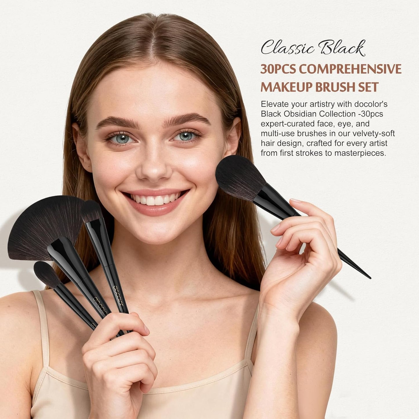 Makeup Brushes Set Professional 30Pcs Obsidian Makeup Brushes Premium Synthetic Powder Kabuki Foundation Contour Blush Concealer Eye Shadow Blending Eyeliner Crease Eyebrow Make up Brush Kit