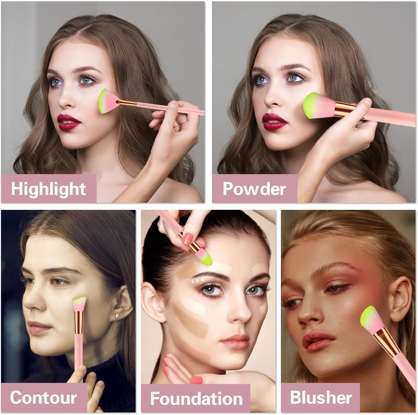 10X Lighted Magnifying Mirror Rose Gold, 12 Pcs Makeup Brushes with Holder