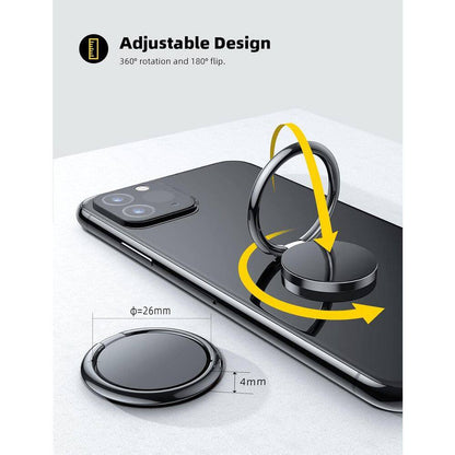 Phone Ring Holder Grip Stand 360° Rotation Finger Metal Kickstand for Magnetic Car Mount Compatible with Iphones