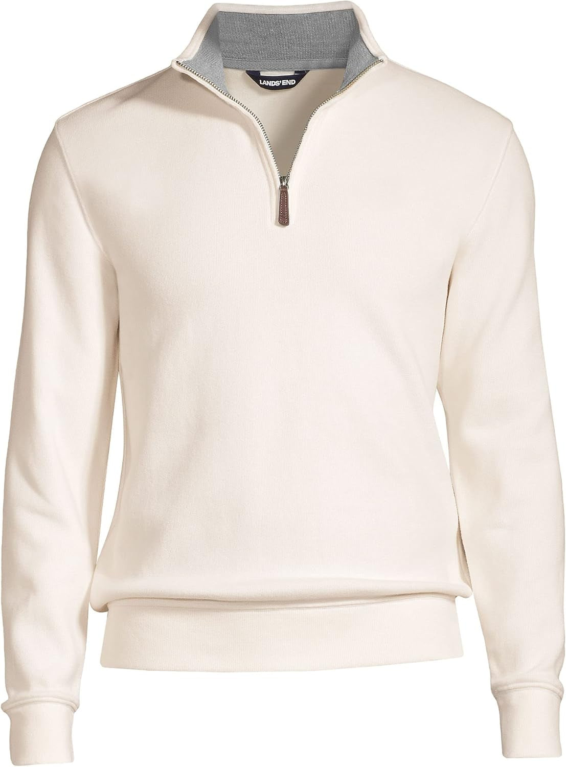 Mens Bedford Rib Quarter Zip Sweater Ivory Regular Large